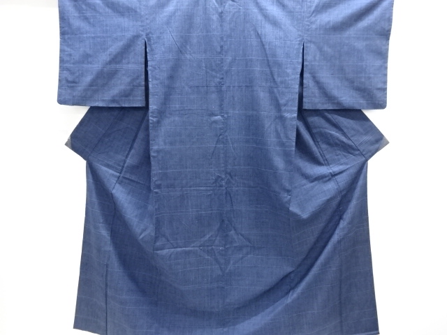 JAPANESE KIMONO / ANTIQUE HITOE KIMONO / HAND WOVEN TSUMUGI / WOVEN STRIPE